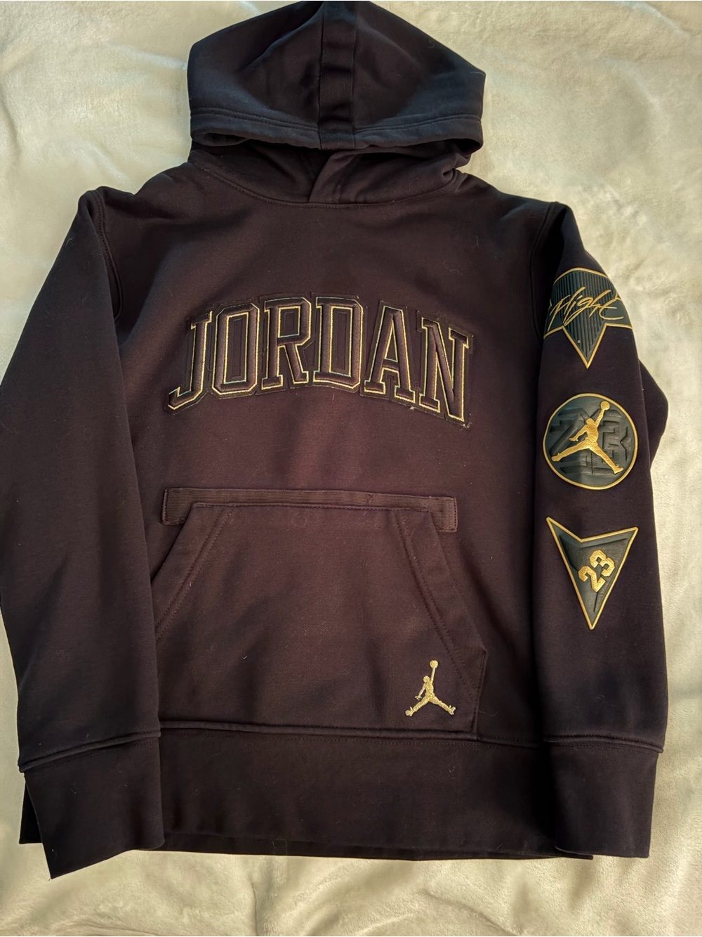 Jordan Boy’s Black Hoodie Sweatshirt with Gold Accents